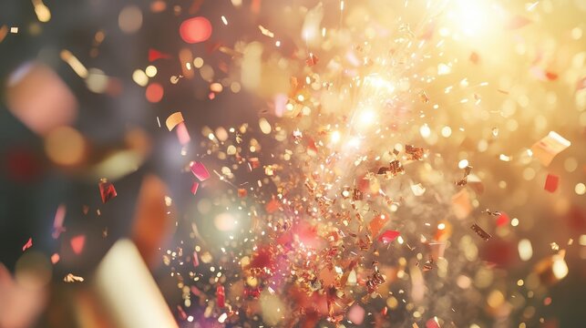 A business event ending with a confetti blast and fireworks for attendees