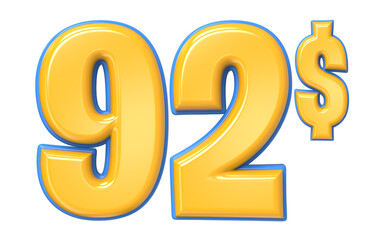 Number Percent Blue With Yellow 3D Render