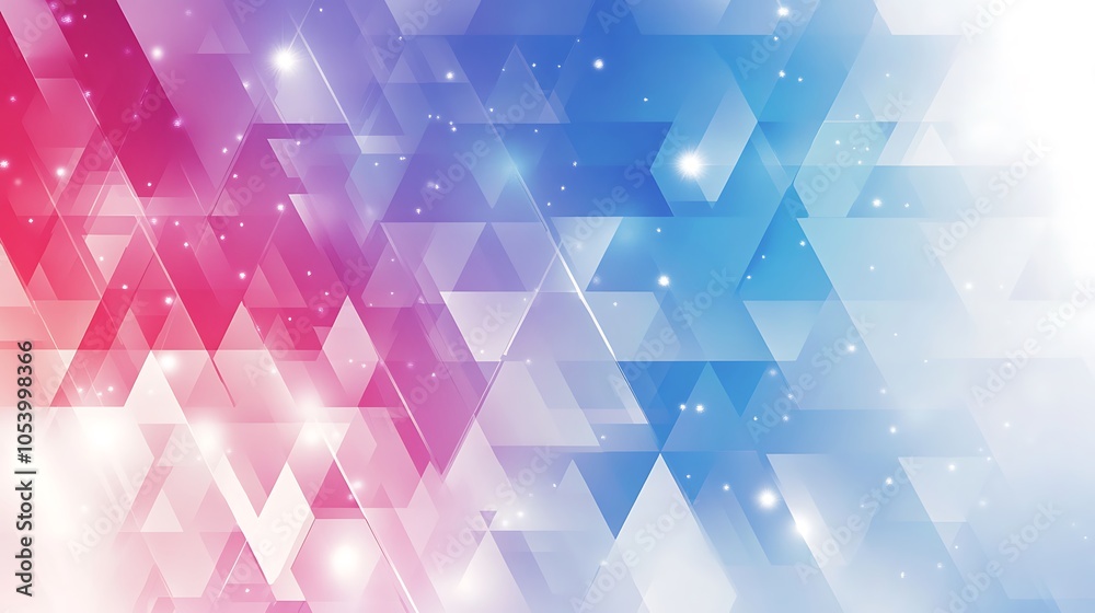 Aufkleber abstract geometric background with glowing triangles in blue, pink and white.