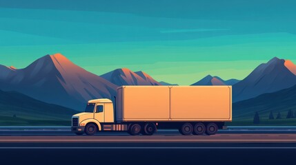 Cartoon Truck Driving Through Scenic Landscape