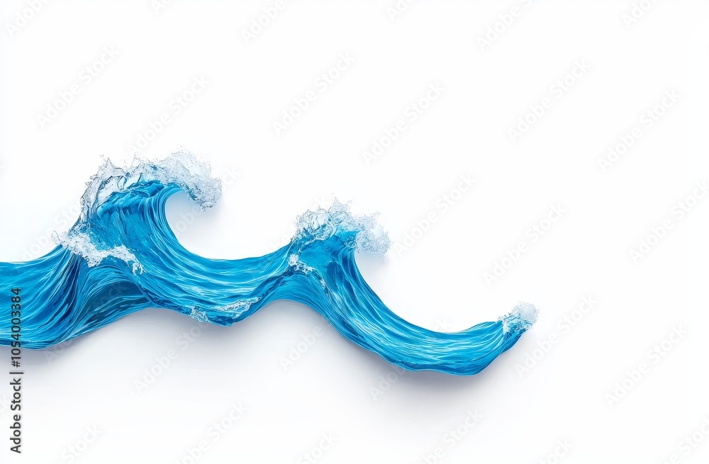 Aufkleber the background is white, with blue water splashing on the wave surface with bubbles of air in the ai