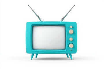 TV set with blank screen and isolated on white background, an old vintage retro television.