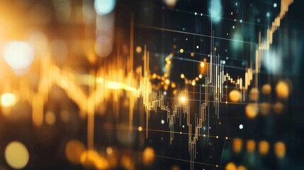 Abstract Financial Data Visualization with Bright Light Effects