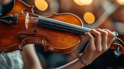 Fototapeta premium Close-Up of Hands Playing a Violin Instrument