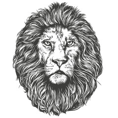 animal lion, king of beasts, hand drawn vector illustration sketch