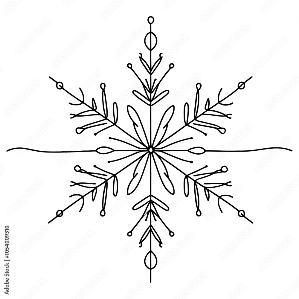 Poster intricate floral patterns intertwine to form a unique snowflake design, perfect for winter and holid