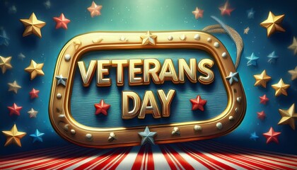  3d Veterans day sign