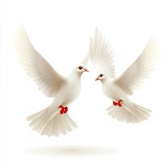 Obraz premium Two white doves in flight