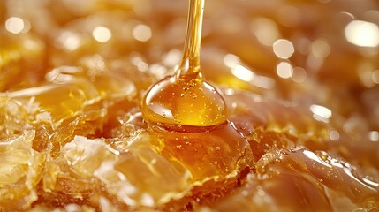 Close-up of baklava with a honey drizzle, with room for International Dessert Day copy.