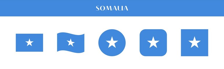 Obraz premium Set of Somalia national flag icons in various styles on transparent background