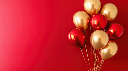 Festive balloons in red and gold with Singles' Day offers in the background, leaving space for text.