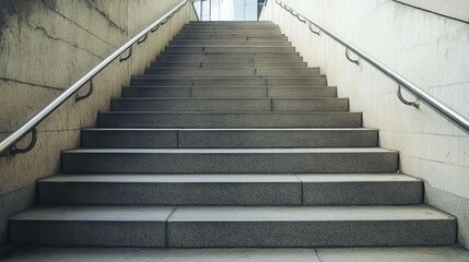 Obraz premium Handrail alongside stairs, symbolizing physical support and accessibility, with ample copy space.