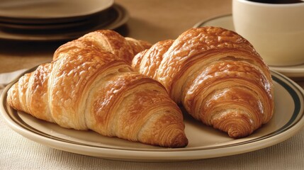 Fototapeta premium Freshly Baked Croissants on a Plate