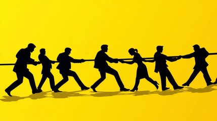 Obraz premium Team cooperation and unity between business people, through the tug of war to show the team's cooperation ability and cohesion 
