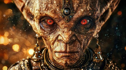 Obraz premium Striking Portrait of an Alien Leader Adorned with Jewels