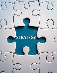 Fototapeta premium close-up Missing Puzzle Piece Highlighting Strategy teamwork Concept