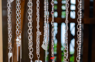 Pendants and necklaces made of natural and mineral stones