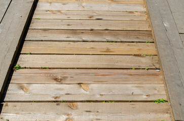 Street road made of planks on the ground