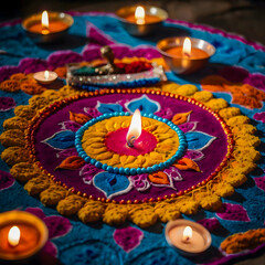 Vibrant Happy Diwali Festival Backgrounds with Diyas, Rangoli Patterns, Deepavali & Fireworks