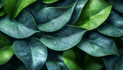 Obraz premium Green leaf drop, wet dew, beauty in nature generated by AI