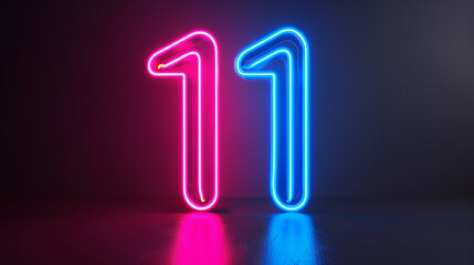 The neon sign is a pair of the number eleven