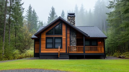 Cozy Wooden Cabin in the Mountains Among Trees