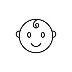 Child face icon outline collection or set in black and white