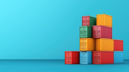 Obraz premium Colorful shipping containers stacked creatively