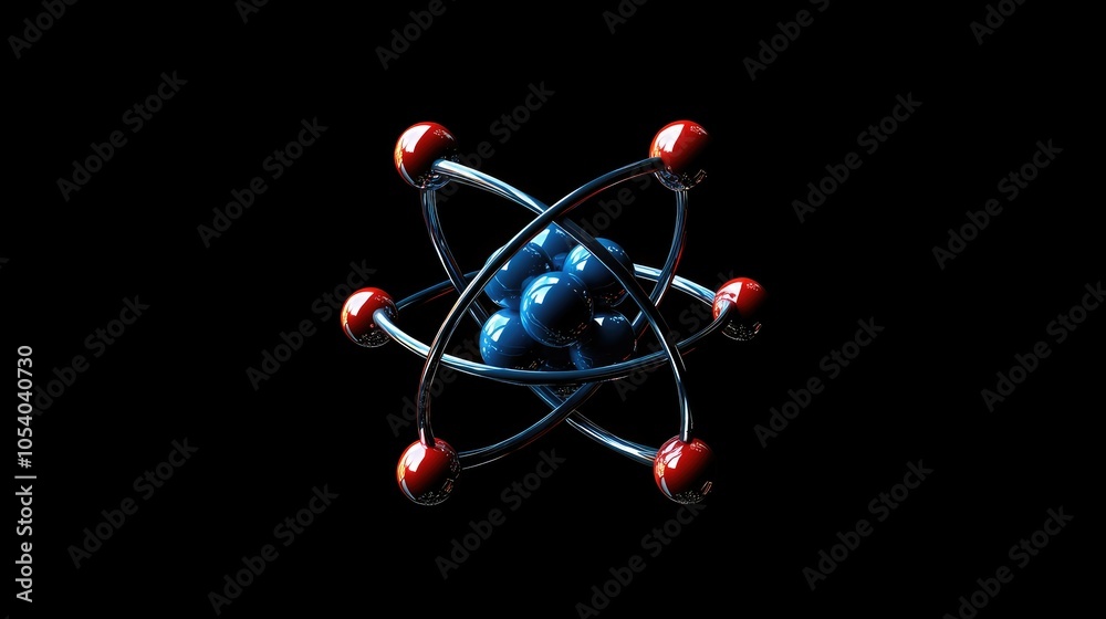 Poster dynamic 3d rendering of an atom structure