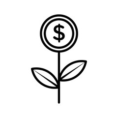 Investment icon outline collection or set in black and white