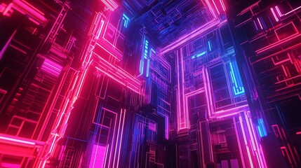 cybernetic dreamscape takes shape as neon lines come together
