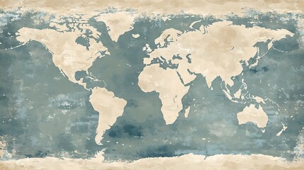 Fototapeta premium Vintage world map with grunge texture.