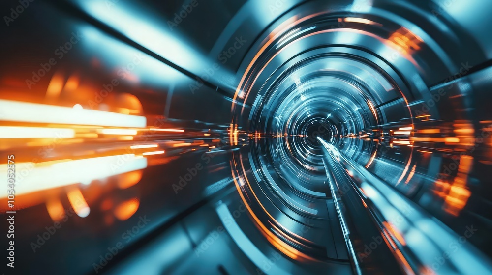Poster abstract view of particle accelerator up close