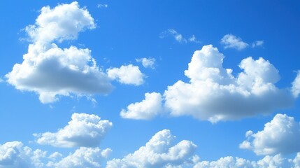 Fototapeta premium Bright Blue Sky with Fluffy White Clouds