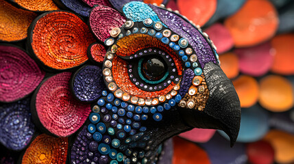 A Stunning Close-Up Photograph Capturing the Vibrant Essence of a Traditional Mexican Craft Pi&plusmn;ata Adorned with Sequins and Glitter