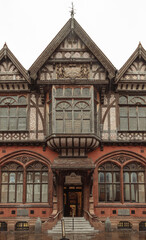 Fototapeta premium The facade of Royal Museum and Free Library (founded 1858) in Canterbury. Kent, UK. Space for text, Selective focus.