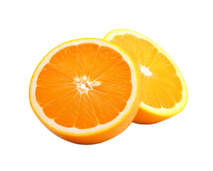 Fresh Orange Halves on White Background