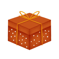 Orange with white dot and yellow ribbon gift png element perfect for birthday invitation and family occasion holiday ornament and asset design