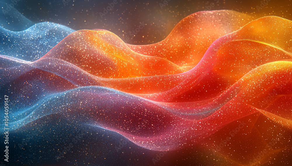 Wall mural glowing wave pattern on dark futuristic backdrop, smooth generated by ai