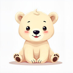Fototapeta premium Cute Cartoon Bear Cub Smiling Happily Against White Background