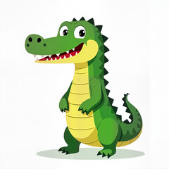 Naklejka premium Cute Cartoon Crocodile Smiling Cheerfully Against White Background