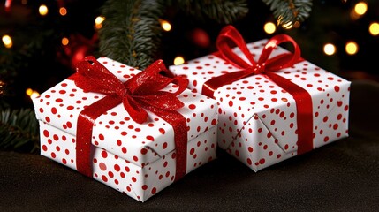 Obraz premium Wrapped Christmas Presents Under a Tree