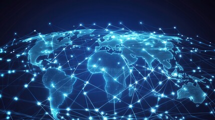 Obraz premium Global Connectivity Concept with Digital Network Connections on World Map