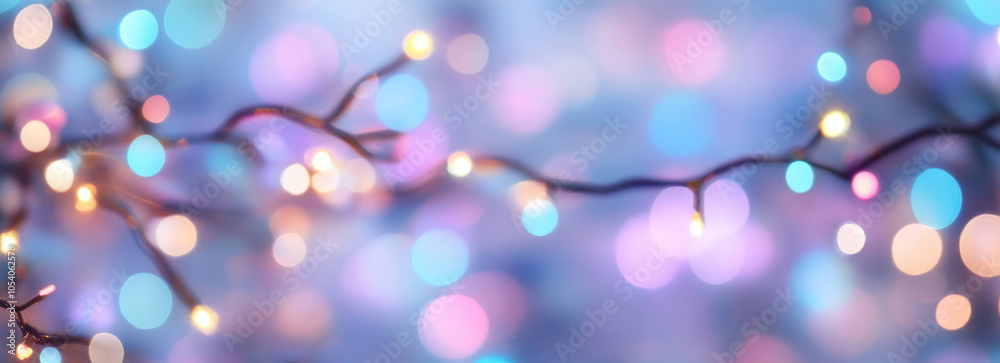 Aufkleber softly glowing lights create dreamy atmosphere with colorful bokeh effects. delicate branches intert