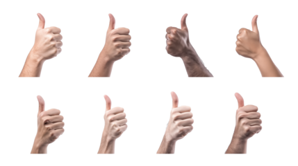 Various hands showing thumbs up against white background, symbolizing approval and positivity. diverse skin tones highlight inclusivity and unity