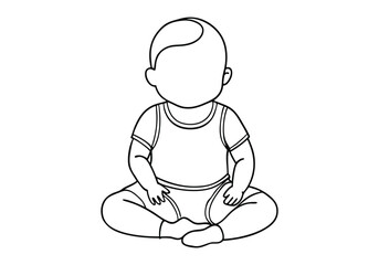 Continuous Line Art of a Baby Boy Sitting. Minimalist and Adorable Design