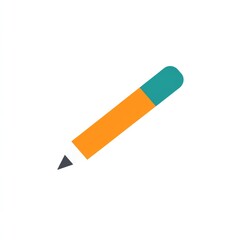 Simple flat pencil icon, symbolizing creativity or planning, isolated on a white background