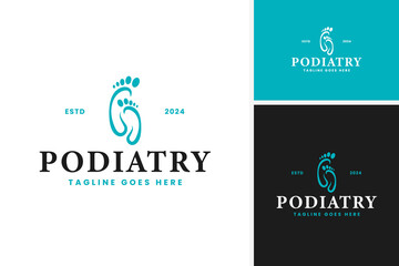 Podiatrist logo design vector for foot health care illustration