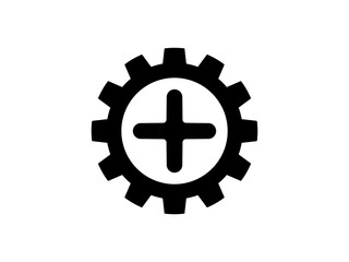 Obraz premium Medical Gear vector icon template. gear and cross health symbol. vector illustration on white background