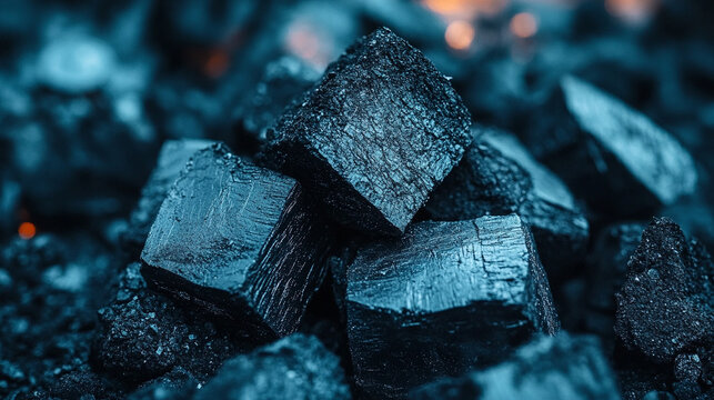 coal chunks with a rugged texture and dark tones, symbolizing strength, resilience, and industrial power. Ideal for concepts of energy, transformation, or elemental force